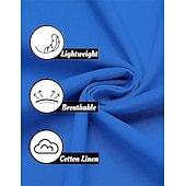 economico Classico-Per uomo Camicia Camicia di lino Camicia Guayabera Camicia popover Camicia Estiva Abbigliamento da spiaggia Semplice Vacanza Casuale Bianco Blu marino Blu Cachi Manica Corta Colletto Estate