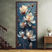 billige Dørdeksler-3d blomster dørdeksler veggmaleri dekor dør billedvev dør gardin dekorasjon bakgrunn dør banner avtakbar for inngangsdør innendørs utendørs hjemme rom dekorasjon gårdshus dekor forsyninger