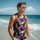 abordables Translation-Homme Graphique Ananas Débardeur T-shirt sans manches pour hommes Sans manches T-shirt Impression 3D Col ras du cou Chemise Vacances Tropical Designer Soirée Quotidien Salle de sport Noir Printemps