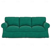 baratos Cobertura de Sofa-Capa de Sofá de 3 Lugares 20% Linho Cor Sólida Acolchoada em Algodão e Linho