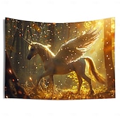 baratos tapeçarias de animais-Fantasia unicórnio pendurado tapeçaria arte da parede grande tapeçaria mural decoração fotografia pano de fundo cobertor cortina casa quarto sala de estar decoração