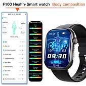 tanie Smartwatche-F100 inteligentny zegarek połączenie bluetooth 2.1 calowy duży ekran ekg hrv 24-godzinny monitor zdrowia tętna sos mężczyźni kobiety smartwatch