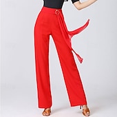 abordables Tenues de danse latine-Danse latine Danse de Salon Pantalon Châssis / rubans Couleur Pure Fantaisie Femme Utilisation Entraînement Taille haute Polyester