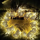 cheap USB String Lights-1PC String Light with Remote USB 3M 118in 20LED Golden Iron Art Love Light String LED Decorative Light Small Night Light Suitable for Room Decoration Remote Control Timed Dimming 8 Mode Flashing Outdoor Wedding