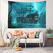 billiga Ocean Beach Gobeläng-piratskepp hängande gobeläng väggkonst stor gobeläng väggmålning dekor fotografi bakgrund filt gardin hem sovrum vardagsrum dekoration