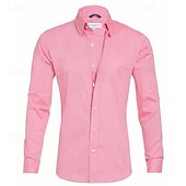 cheap Men&#039;s Non Iron Shirts-Men&#039;s Shirt Dress Shirt Button Up Shirt Plain Wedding Party Black White Pink Navy Blue Long Sleeve Lapel Spring &amp;  Fall Clothing Apparel