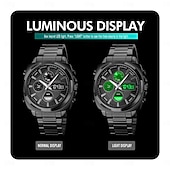abordables Relojes digitales-Reloj Electrónico LED de Acero Inoxidable Completo para Hombre SKMEI Lujo de Doble Hora Cronógrafo Digital Reloj Deportivo Impermeable