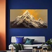 economico Quadri astratti-dipinto a mano 3d bianco neve montagna dipinto su tela stile intonaco fatto a mano pittura di arte della parete strutturata dipinto a mano pittura a olio wabi-sabi per soggiorno boho moderno