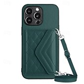 baratos Capas para iPhone-telefone Capinha Para iPhone 16 iPhone 15 Pro Max Plus iPhone 14 13 12 11 Pro Max Plus Mini SE Capa traseira Com Suporte com cordão Slot para cartão Retro TPU Couro PU