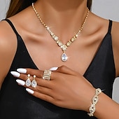 preiswerte Schmucksets-Schmuckset 5 Stück Strass Aleación Haken Ohrringe Halsketten Armbänder Damen Elegant Modisch Zierlich Geometrisch Geometrische Form Schmuck-Set Für Hochzeit Party Jahrestag