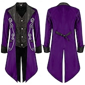 billige Topper-Retro / vintage Punk og gotisk Kostymer i middelalderstil Jakke tailcoat Prins Adelsmann Jacquard Herre Royal Steampunk Maskerade Fest Voksne Frakk