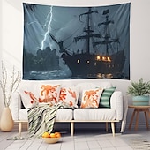 billiga Ocean Beach Gobeläng-piratskepp hängande gobeläng väggkonst stor gobeläng väggmålning dekor fotografi bakgrund filt gardin hem sovrum vardagsrum dekoration
