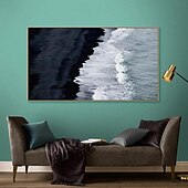 levne Abstraktní malby-ručně malovaná 3D texturovaná malba na plátně ručně vyráběná modrý oceán olejomalba minimalistická malba mořskou vlnou malba wabi-sabi umělecká díla nástěnná malba morden umění ložnice nástěnná