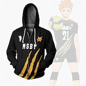 tanie Grafika postaci z kreskówek i filmów-Haikyuu Odzież wierzchnia Powrót do szkoły Rozpinana bluza z kapturem Anime 3D Przednia kieszeń Graficzny Na Dla par Męskie Damskie Dla dorosłych Bal maskowy Powrót do szkoły Druk 3D Sport Codzienne