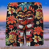 baratos Retro Vintage &amp; Ética-Homens Árvore Máscara Cultura indiana Calção Justo de Natação Shorts de Natação Bermuda de Surf Cintura Média Moda Roupa de rua Designer Casual Diário Feriado Bolsos Com Cordão Cintura elástica
