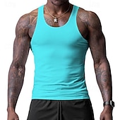 preiswerte Fitness Tank-Tops-Herren Tank Top Weste Unterhemd Ärmelloses Shirt Ärmellos Rundhalsausschnitt Frühling &amp; Sommer Einfach Mode Designer Basic Urlaub Straße Ausgehen Schwarz Weiß Wein Top T-Shirt für Herren
