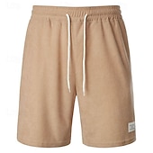 abordables Bermudas estilo casual-Hombre Pantalón corto Pantalones cortos casuales Pantalones cortos de pana Bolsillo Correa Cintura elástica Plano Comodidad Corto Festivos Playa Fin de semana Moda Casual Negro Amarillo Microelástico
