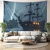 billiga Ocean Beach Gobeläng-piratskepp hängande gobeläng väggkonst stor gobeläng väggmålning dekor fotografi bakgrund filt gardin hem sovrum vardagsrum dekoration