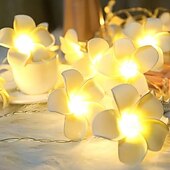 abordables Guirlandes lumineuses à piles-Guirlande lumineuse élégante en forme de plumeria pour réception de mariage, guirlande lumineuse à fleurs de 1,5 m pour mariages de Noël&amp;amp;décorations pour la maison