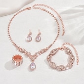 preiswerte Schmucksets-Schmuckset 5 Stück Strass Aleación Haken Ohrringe Halsketten Armbänder Damen Elegant Modisch Zierlich Geometrisch Geometrische Form Schmuck-Set Für Hochzeit Party Jahrestag
