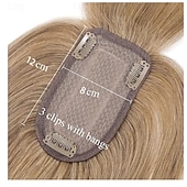 baratos Pedaços de cabelo humano e postiços-Mulheres Cabelo Humano Topetes Liso 100% Feita a Mão Design de moda / Macio / Festa Festa / Festa / Noite / Roupa Diária