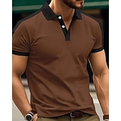 cheap Men&#039;s Classic Polo-Men&#039;s Golf Shirt Golf Polo Work Casual Lapel Short Sleeve Basic Modern Color Block Patchwork Button Spring &amp; Summer Regular Fit Wine Navy Blue sky blue Gold Beige Coffee Golf Shirt