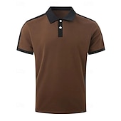 cheap Men&#039;s Classic Polo-Men&#039;s Golf Shirt Golf Polo Work Casual Lapel Short Sleeve Basic Modern Color Block Patchwork Button Spring &amp; Summer Regular Fit Wine Navy Blue sky blue Gold Beige Coffee Golf Shirt
