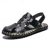 cheap Casual Sandals-Men&#039;s Brown Leather Sandals with Adjustable Strap and Stylish Stitching – Comfortable and Durable for Casual Outings, Beach and Everyday Wear