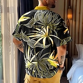 ieftine Plante tropicale-Bărbați Tropical Frunza de palmier Plante tropicale Cămașă Cămașă hawaiană Cămașă Aloha Manșon scurt Cămașă Răsfrânt Hawaiană Stațiune Casual Hawaiian Concediu Galben Albastru piscină Maro S M L