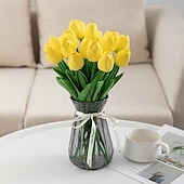 economico Forniture per eventi e feste-10 fiori artificiali di tulipani in PU realistici: perfetti per decorazioni domestiche, decorazioni nuziali ed eventi - tulipani dall&#039;atmosfera realistica per una maggiore eleganza