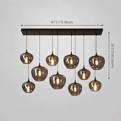 voordelige Eilandlichten-led kroonluchter eilandlicht 1/3/6/8/10/12 hoofden warm licht 25cm nordic restaurant creatieve persoonlijkheid lange lijn gerookte glazen lampen eetkamer woonkamer 110-240v