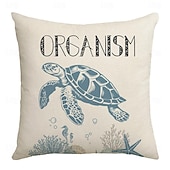 abordables Taies d&#039;Oreiller-Housse de coussin décorative d&#039;été, 1 pièce, taie d&#039;oreiller carrée douce, pour chambre à coucher, salon, canapé, chaise, tortue, algues
