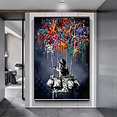 levne Abstraktní malby-ručně vyráběné panoráma města pop art olejomalba street art malba texturované plátno umění panorama krajiny umění městské pouliční scéna malba moderní výzdoba obývacího pokoje