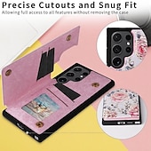 economico Cover Samsung-telefono Custodia Per Samsung Galaxy S24 S23 S22 S21 Ultra Plus S21 FE S25 Ultra Per retro Supporto a molla Slot per schede Resistente agli urti Fiore Floreale TPU PC