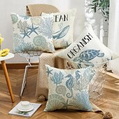 abordables Taies d&#039;Oreiller-Housse de coussin décorative d&#039;été, 1 pièce, taie d&#039;oreiller carrée douce, pour chambre à coucher, salon, canapé, chaise, tortue, algues