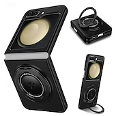 Недорогие Чехлы для Samsung-Чехол для Z Flip 6 Z Flip 5 Z Flip 4 Z Flip 3 с магнитной адсорбцией окном для просмотра с подставкой съёмный противоударный ретро броня TPU PC