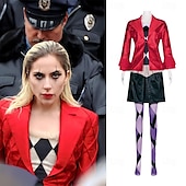 billige Joker stil-Joker: Folie à Deux Harley Quinn Skjørt Jakke Sokker og Strømpebukser Kostymer Film-Cosplay for Dame Voksen Halloween Karneval Maskerade Fritid / hverdag
