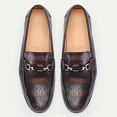 Недорогие Кожаные лоферы премиум-класса-мужские лоферы из перфорированной коричневой кожи цвета бронзы