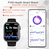 tanie Smartwatche-F100 inteligentny zegarek połączenie bluetooth 2.1 calowy duży ekran ekg hrv 24-godzinny monitor zdrowia tętna sos mężczyźni kobiety smartwatch