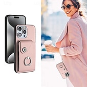 cheap iPhone Cases-Phone Case For iPhone 16 iPhone 15 Pro Max Plus iPhone 14 13 12 11 Pro Max Plus Mini SE Back Cover with Stand Holder with Wrist Strap Card Slot Retro TPU PU Leather
