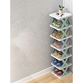 cheap Home Storage &amp; Hooks-Multilayer Tier Narrow Shoe Rack, Small Vertical Shoe Stand, Space Saving DIY Free Standing Shoes Storage Organizer for Entryway, Closet, Hallway, Easy Assembly and Stable in Structure