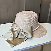 levne Party klobouky-Klobouky Doplňky do vlasů akryl / bavlna Sláma Kbelík Slamák Sluneční klobouk Ležérní Dovolená Elegantní retro S Peří Mašle Přílba Pokrývky Hlavy