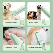 お買い得  犬用グルーミング用品-4-in-1 多機能電動ペット犬猫バリカン、グルーミング用、コードレス犬用シェーバーバリカン、トリマー、爪やすり、低騒音ペットグルーミングツール
