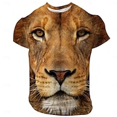 お買い得  アニマルプリントTシャツ-男性用 動物 野生動物 Tシャツ 半袖 Tシャツ 3Dプリント クルーネック シャツ 旅行度假风 誇張された デザイナー パーティー 誕生日 ストリート ダークブラウン ブラック / ホワイト ブラック 夏 春 衣類 S M L XL XXL XXXL