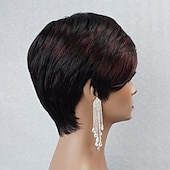 economico Parrucche di capelli veri senza cuffia-parrucca pixie cut per le donne nere parrucche dei capelli umani per le donne nere parrucca caschetto corto parrucche dei capelli umani con la frangetta parrucche corte per le donne nere parrucche bob