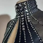 preiswerte Turnierkleid-Latein-Tanz Kleid Strass Niete Perlenstickerei Damen Mädchen Leistung Ausbildung Langarm Normal Polyester-Taft