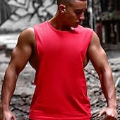 preiswerte Fitness Tank-Tops-Herren Tank Top Weste Unterhemd Ärmelloses Shirt Ärmellos Rundhalsausschnitt Frühling &amp; Sommer Einfach Mode Designer Basic Urlaub Straße Ausgehen Schwarz Weiß Gelb Top T-Shirt für Herren