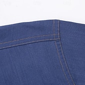 preiswerte Herrenhemd zum Knöpfen-Herren Hemd leinenhemd Hemd aus Baumwollleinen Knopfhemd Strandhemd Blau Dunkelblau Langarm Glatt Kargen Casual Täglich Vordertasche Bekleidung Modisch Komfortabel