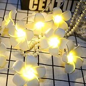 abordables Guirlandes lumineuses à piles-Guirlande lumineuse élégante en forme de plumeria pour réception de mariage, guirlande lumineuse à fleurs de 1,5 m pour mariages de Noël&amp;amp;décorations pour la maison