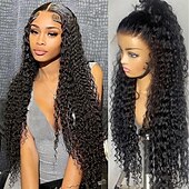 economico Parrucche lace front capelli veri-Parrucca frontale in pizzo ishow per capelli ricci con onde, parrucche per capelli umani anteriori in pizzo trasparente 6x4 per donne - 10-28 pollici con cappuccio per parrucca incluso